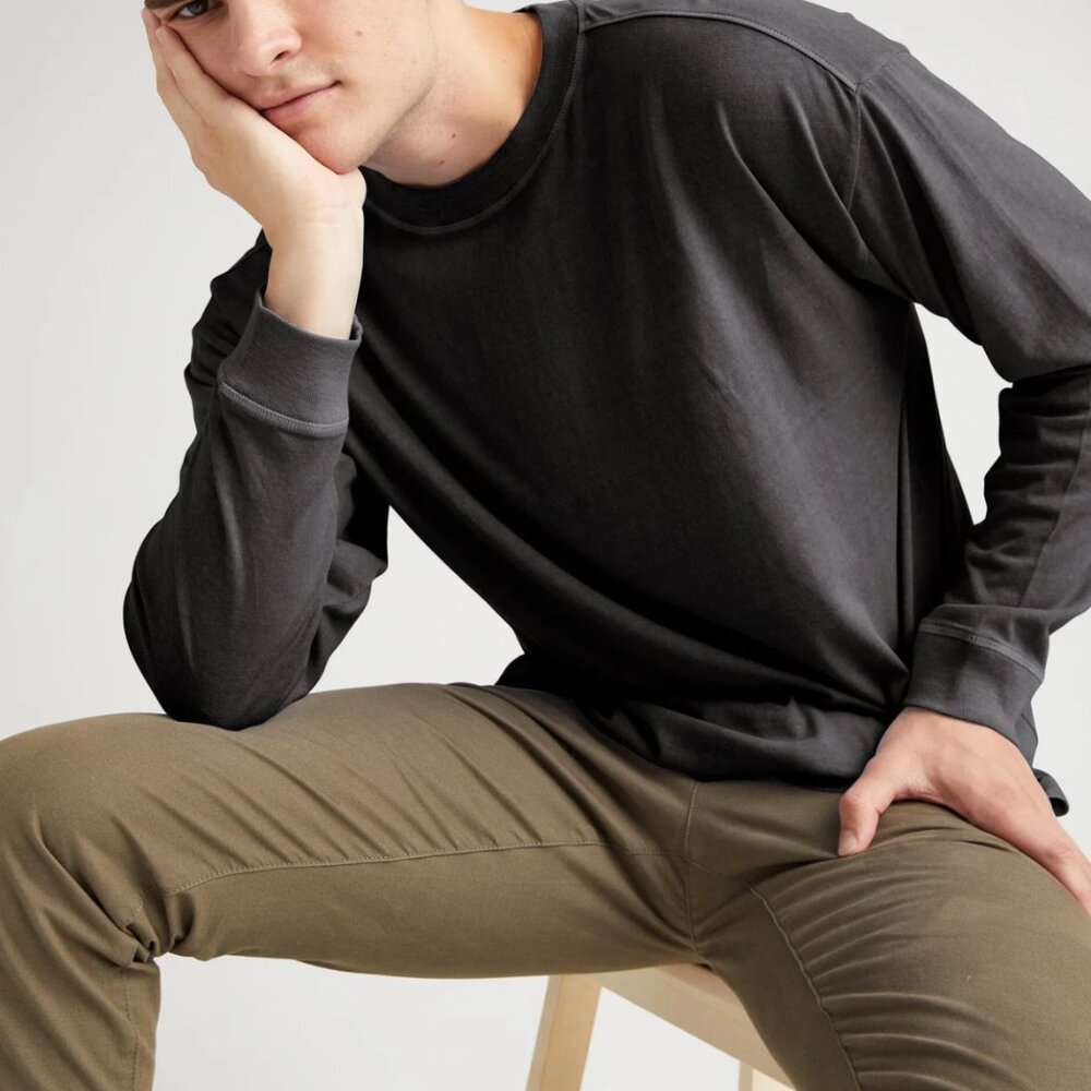 Richer Poorer Mens Relaxed Long Sleeve Tee Shirt Gray (Medium)